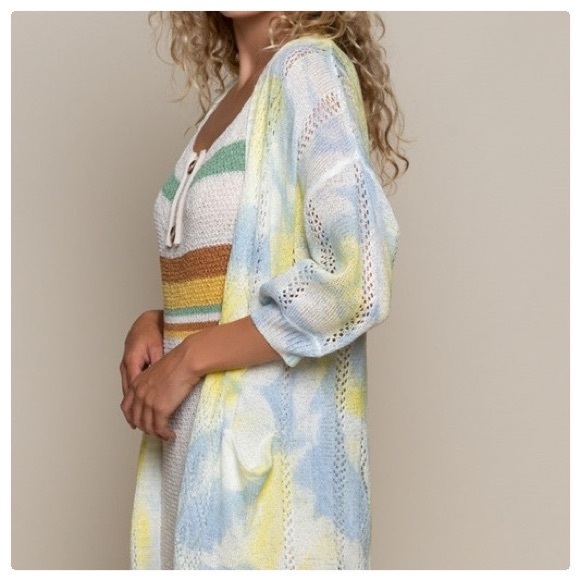 POL Splash of Color Hand Dyed Kimono Cardigan - Picture 8 of 12